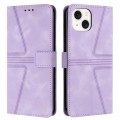 For iPhone 14 Plus Triangle Solid Color Leather Phone Case(Purple)