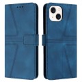 For iPhone 14 Triangle Solid Color Leather Phone Case(Blue)