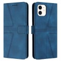 For iPhone 12 / 12 Pro Triangle Solid Color Leather Phone Case(Blue)