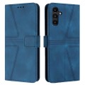 For Samsung Galaxy S24 5G Triangle Solid Color Leather Phone Case(Blue)