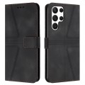 For Samsung Galaxy S23 Ultra 5G Triangle Solid Color Leather Phone Case(Black)