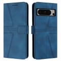 For Google Pixel 8 Pro Triangle Solid Color Leather Phone Case(Blue)