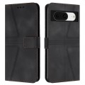 For Google Pixel 8a Triangle Solid Color Leather Phone Case(Black)