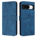 For Google Pixel 8a Triangle Solid Color Leather Phone Case(Blue)