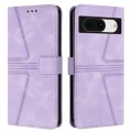For Google Pixel 8a Triangle Solid Color Leather Phone Case(Purple)
