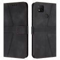 For Xiaomi Redmi 9C / 10A Triangle Solid Color Leather Phone Case(Black)