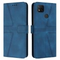 For Xiaomi Redmi 9C / 10A Triangle Solid Color Leather Phone Case(Blue)