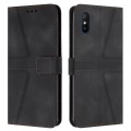 For Xiaomi Redmi 9A Triangle Solid Color Leather Phone Case(Black)