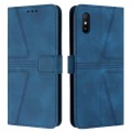 For Xiaomi Redmi 9A Triangle Solid Color Leather Phone Case(Blue)