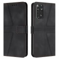 For Redmi Note 11 / 11S 6.43 Global Triangle Solid Color Leather Phone Case(Black)
