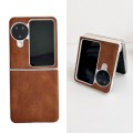 For OPPO Find N3 Flip Skin Feel Leather Texture Pearlescent Paint Shockproof Phone Case(Brown)