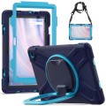 For Amazon Kindle Fire HD10 2023 Silicone Hybrid PC Tablet Case with Holder & Shoulder Strap(Navy Bl