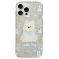 For iPhone 15 Pro Max Double Sided IMD Full Coverage TPU Phone Case(Blue Scarf Puppy)