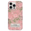 For iPhone 15 Pro Max Double Sided IMD Full Coverage TPU Phone Case(Pink Petals Green Stems)
