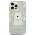 For iPhone 15 Pro Double Sided IMD Full Coverage TPU Phone Case(Blue Scarf Puppy)