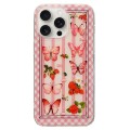 For iPhone 15 Pro Double Sided IMD Full Coverage TPU Phone Case(Pink Butterfly Fruit)