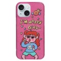 For iPhone 15 Double Sided IMD Full Coverage TPU Phone Case(Rabbit T-shirt Girl)