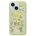 For iPhone 15 Double Sided IMD Full Coverage TPU Phone Case(Green Bow Cat)