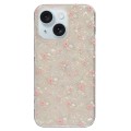For iPhone 15 Double Sided IMD Full Coverage TPU Phone Case(Pink White Flowers)