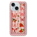 For iPhone 15 Double Sided IMD Full Coverage TPU Phone Case(Pink Butterfly Fruit)