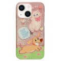 For iPhone 14 Double Sided IMD Full Coverage TPU Phone Case(Dachshund Bow Cat)