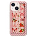 For iPhone 14 Double Sided IMD Full Coverage TPU Phone Case(Pink Butterfly Fruit)