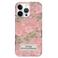 For iPhone 14 Pro Double Sided IMD Full Coverage TPU Phone Case(Pink Petals Green Stems)