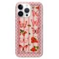 For iPhone 14 Pro Double Sided IMD Full Coverage TPU Phone Case(Pink Butterfly Fruit)