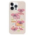For iPhone 14 Pro Double Sided IMD Full Coverage TPU Phone Case(Pink Big Eared Dog)