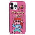 For iPhone 14 Pro Max Double Sided IMD Full Coverage TPU Phone Case(Rabbit T-shirt Girl)