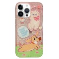 For iPhone 14 Pro Max Double Sided IMD Full Coverage TPU Phone Case(Dachshund Bow Cat)