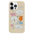 For iPhone 14 Pro Max Double Sided IMD Full Coverage TPU Phone Case(White Puppy Noodles)