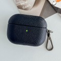 For AirPods Pro 2 Cross Texture PU Leather Bluetooth Earphone Protective Case(Dark Blue)