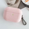 For AirPods 3 Cross Texture PU Leather Bluetooth Earphone Protective Case(Pink)