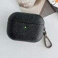 For AirPods 3 Cross Texture PU Leather Bluetooth Earphone Protective Case(Black)