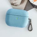 For AirPods 3 Cross Texture PU Leather Bluetooth Earphone Protective Case(Sky Blue)