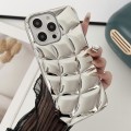For iPhone 15 Pro Max Curved Plaid Plated Metallic Paint TPU Phone Case(Silver)