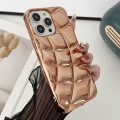 For iPhone 15 Pro Max Curved Plaid Plated Metallic Paint TPU Phone Case(Gold)