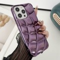 For iPhone 15 Pro Max Curved Plaid Plated Metallic Paint TPU Phone Case(Purple)