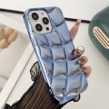 For iPhone 15 Pro Max Curved Plaid Plated Metallic Paint TPU Phone Case(Blue)