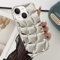 For iPhone 15 Plus Curved Plaid Plated Metallic Paint TPU Phone Case(Silver)