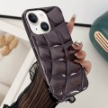 For iPhone 15 Plus Curved Plaid Plated Metallic Paint TPU Phone Case(Black)