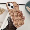 For iPhone 14 Plus Curved Plaid Plated Metallic Paint TPU Phone Case(Gold)