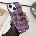For iPhone 14 Curved Plaid Plated Metallic Paint TPU Phone Case(Purple)