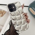 For iPhone 12 Curved Plaid Plated Metallic Paint TPU Phone Case(Silver)
