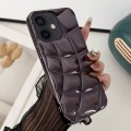 For iPhone 12 Curved Plaid Plated Metallic Paint TPU Phone Case(Black)