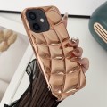 For iPhone 11 Curved Plaid Plated Metallic Paint TPU Phone Case(Gold)