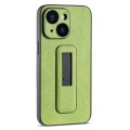 For iPhone 15 PU Leather Push-pull Bracket Shockproof Phone Case(Green)