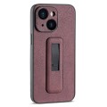 For iPhone 15 Plus PU Leather Push-pull Bracket Shockproof Phone Case(Wine Red)