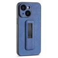 For iPhone 15 Plus PU Leather Push-pull Bracket Shockproof Phone Case(Blue)